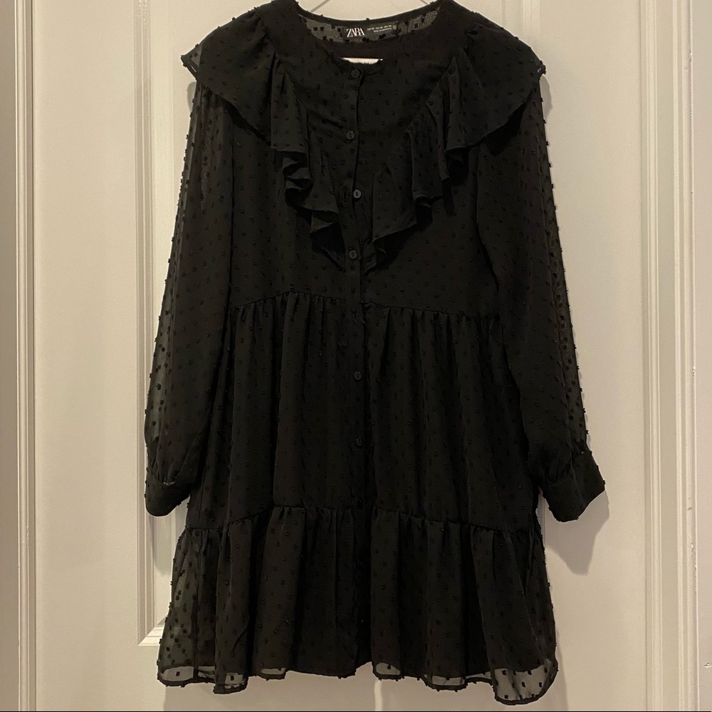 Zara dress black, transparent, polka dot